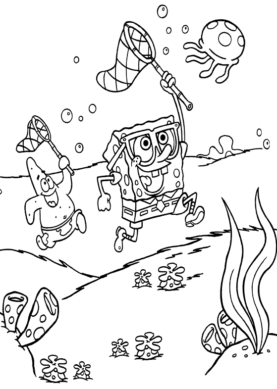Coloriage d'une méduse élégante flottant dans l'eau