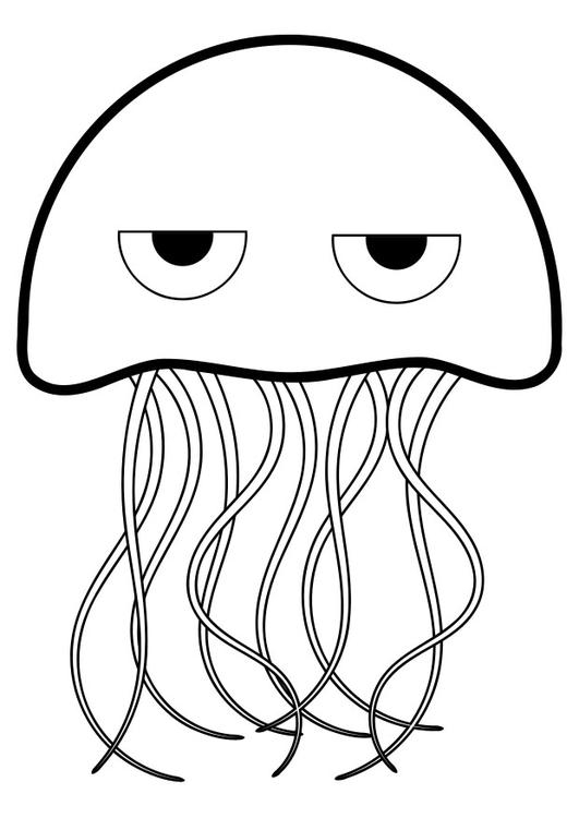 Coloriage d'une méduse dans les profondeurs marines