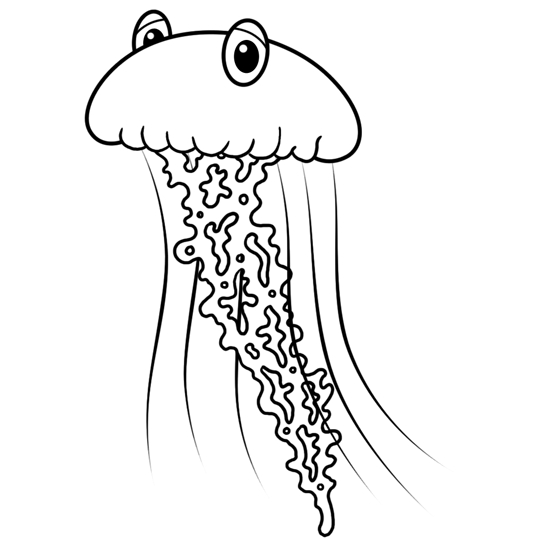 Coloriage d'une méduse flottante dans l'océan