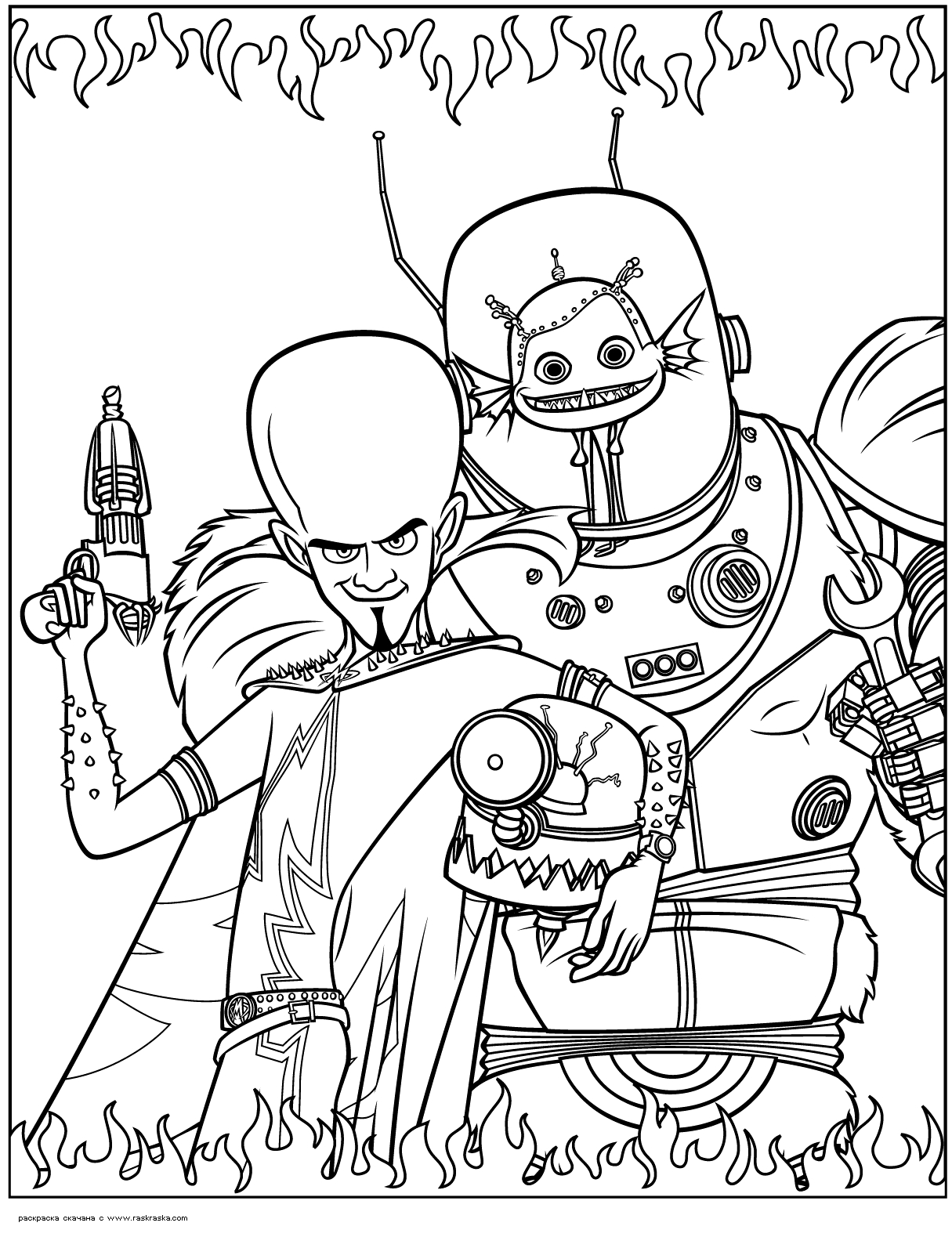 Megamind en pleine action avec son fidèle compagnon