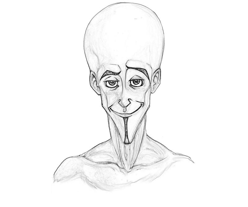 Coloriage de Megamind en pleine action dans un décor urbain