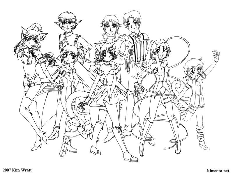 Coloriage de Mew Mew Power avec les personnages en action Coloriage de Mew Mew Power avec les personnages en action