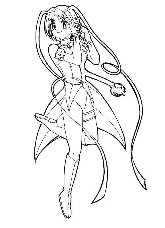 Coloriage de Mew Mew Power en pleine action contre des méchants Coloriage de Mew Mew Power en pleine action contre des méchants