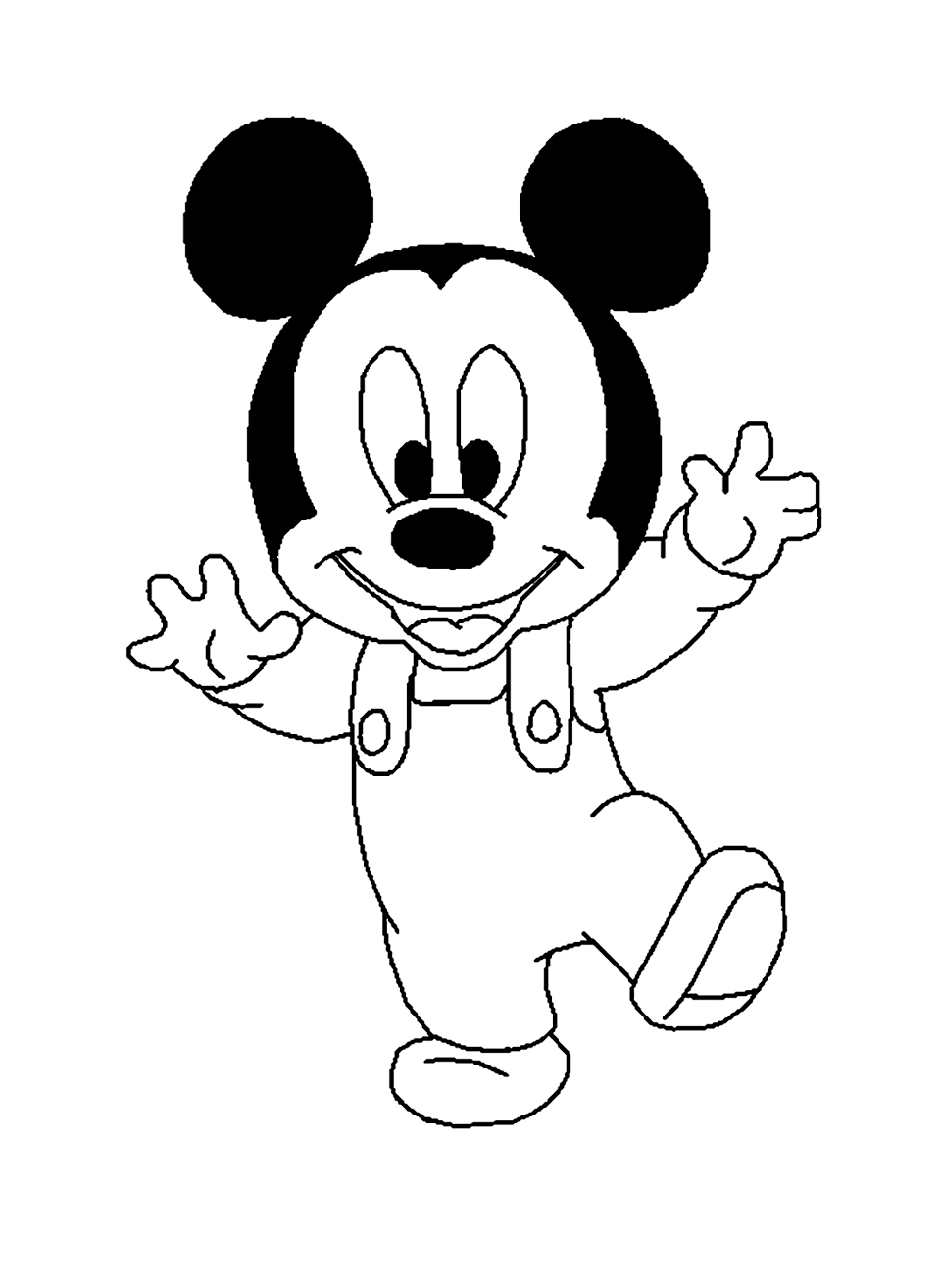 Mickey Mouse souriant avec des ballons dans un décor festif