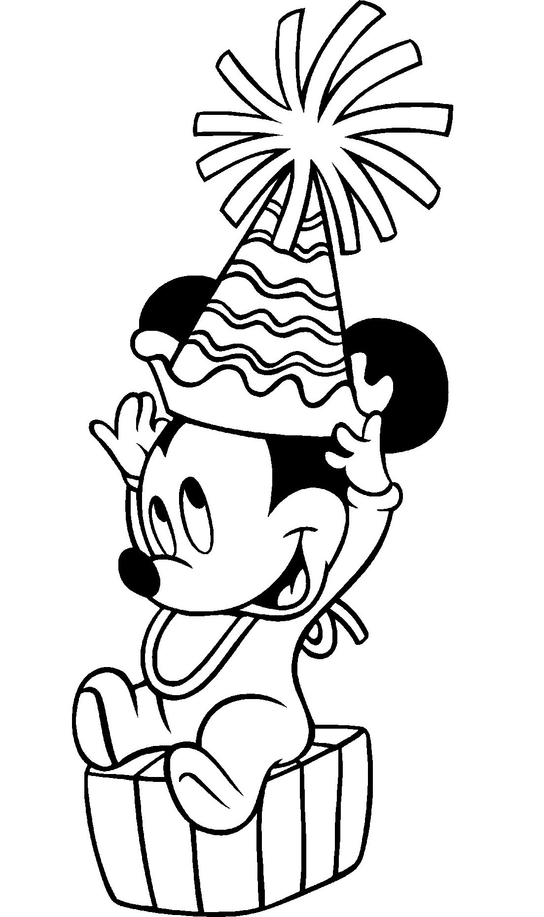 Mickey Mouse souriant avec des ballons dans un cadre joyeux