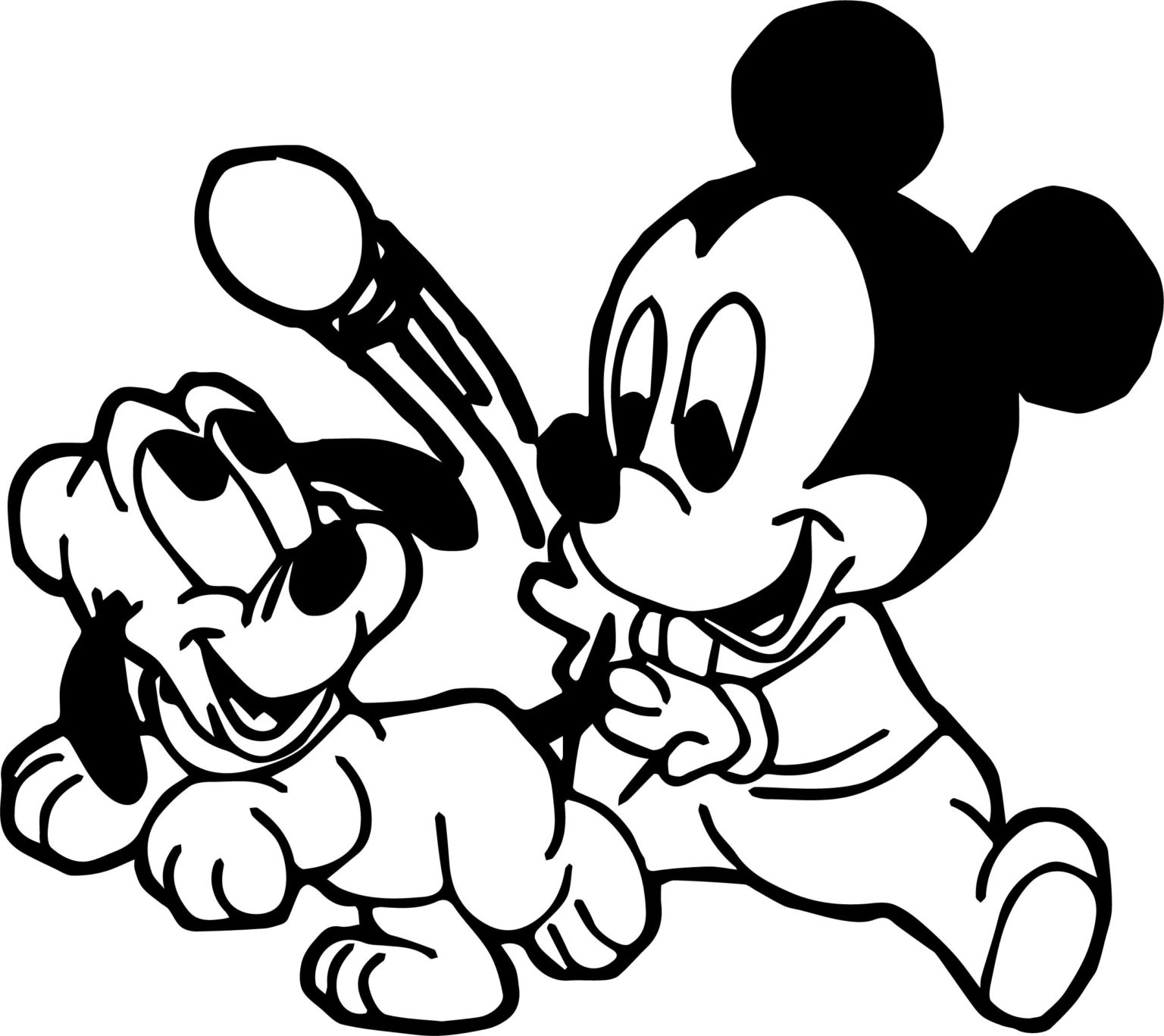Mickey Mouse en train de jouer avec des amis dans un décor ludique