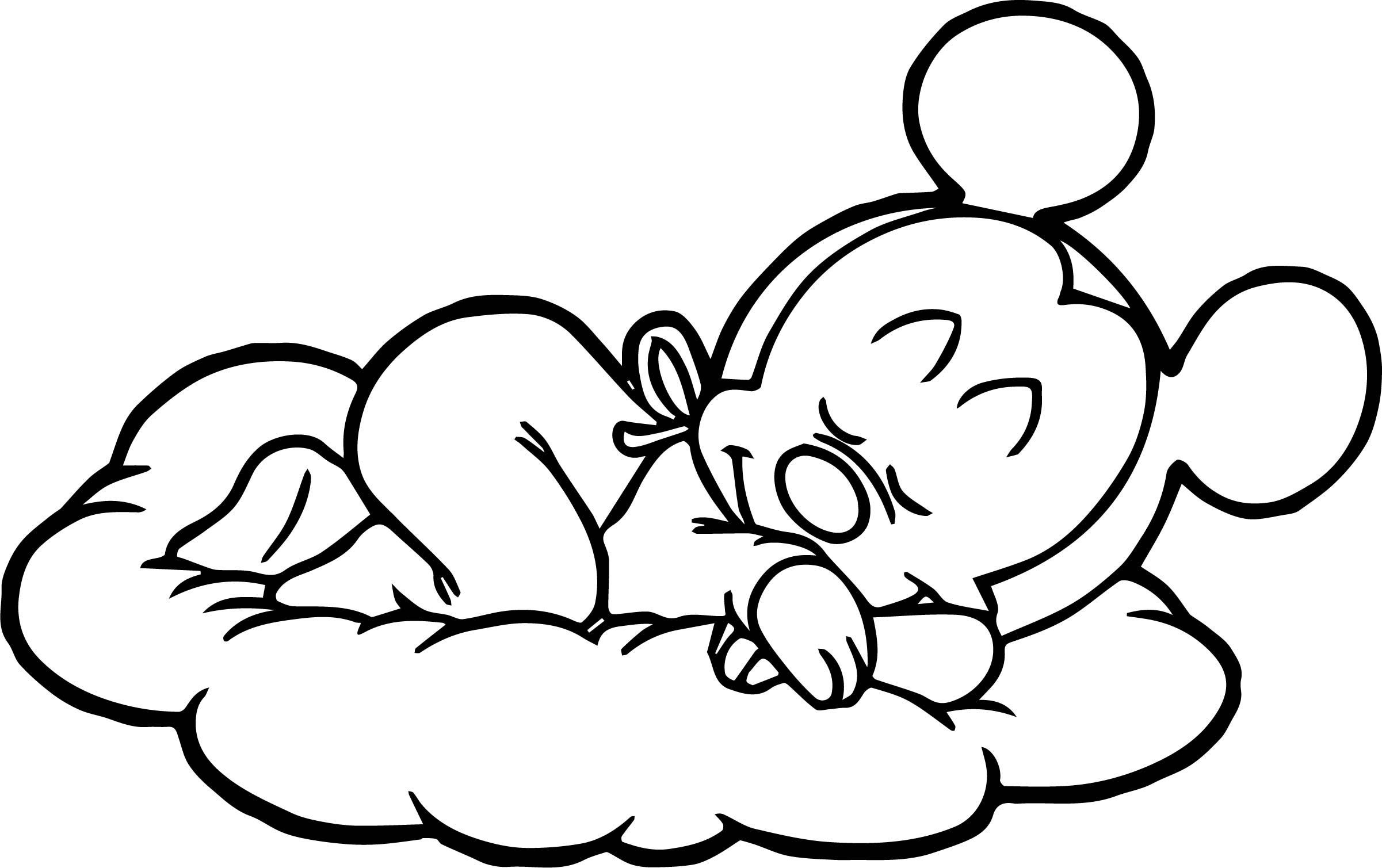 Coloriage de Mickey Mouse souriant dans un décor joyeux