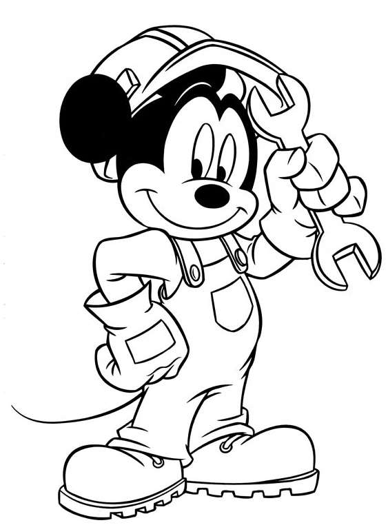 Mickey Mouse souriant avec des ballons dans un décor festif
