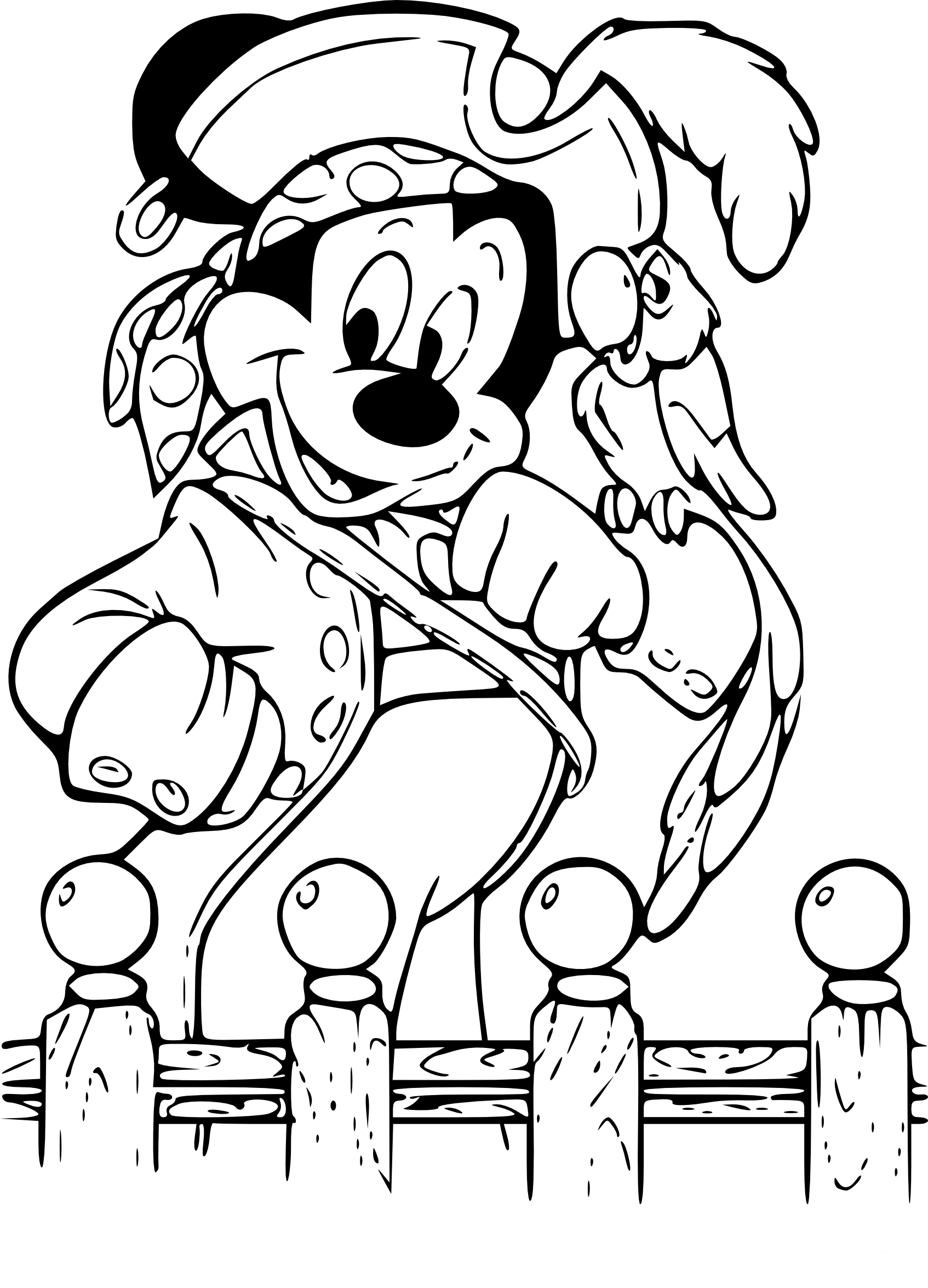 Mickey Mouse souriant avec des ballons dans un paysage joyeux