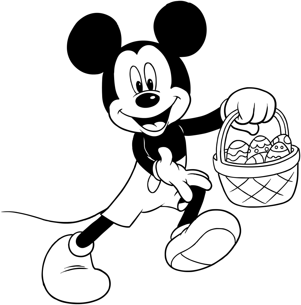 Mickey Mouse en train de sourire au milieu d'un décor joyeux