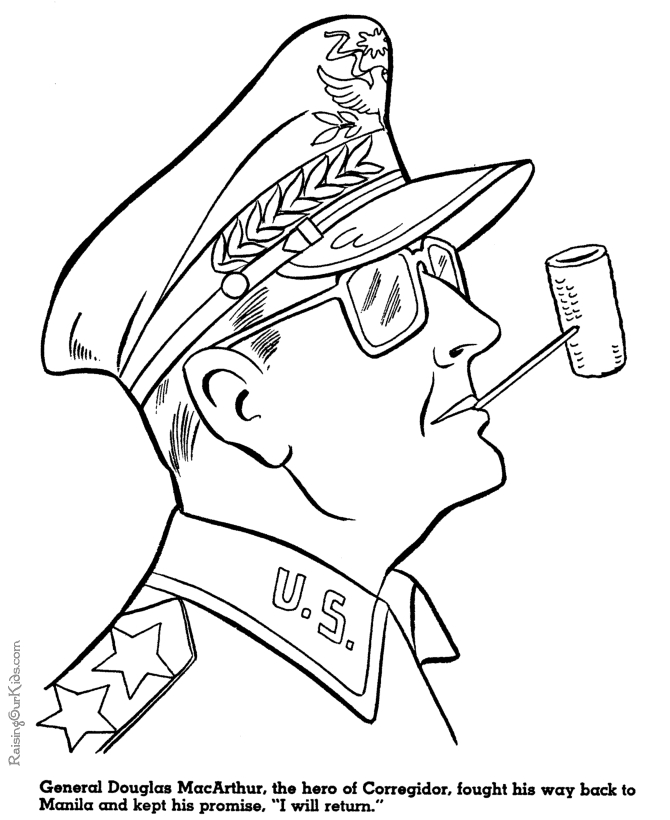 Scène de coloriage militaire avec un soldat en action