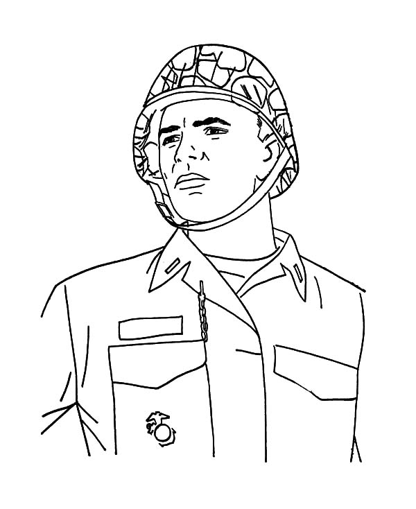 Coloriage d'un soldat en action dans un environnement militaire