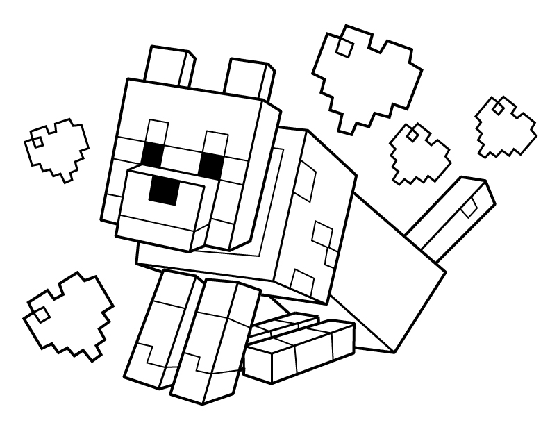 Coloriage de personnages de Minecraft dans un décor pixelisé