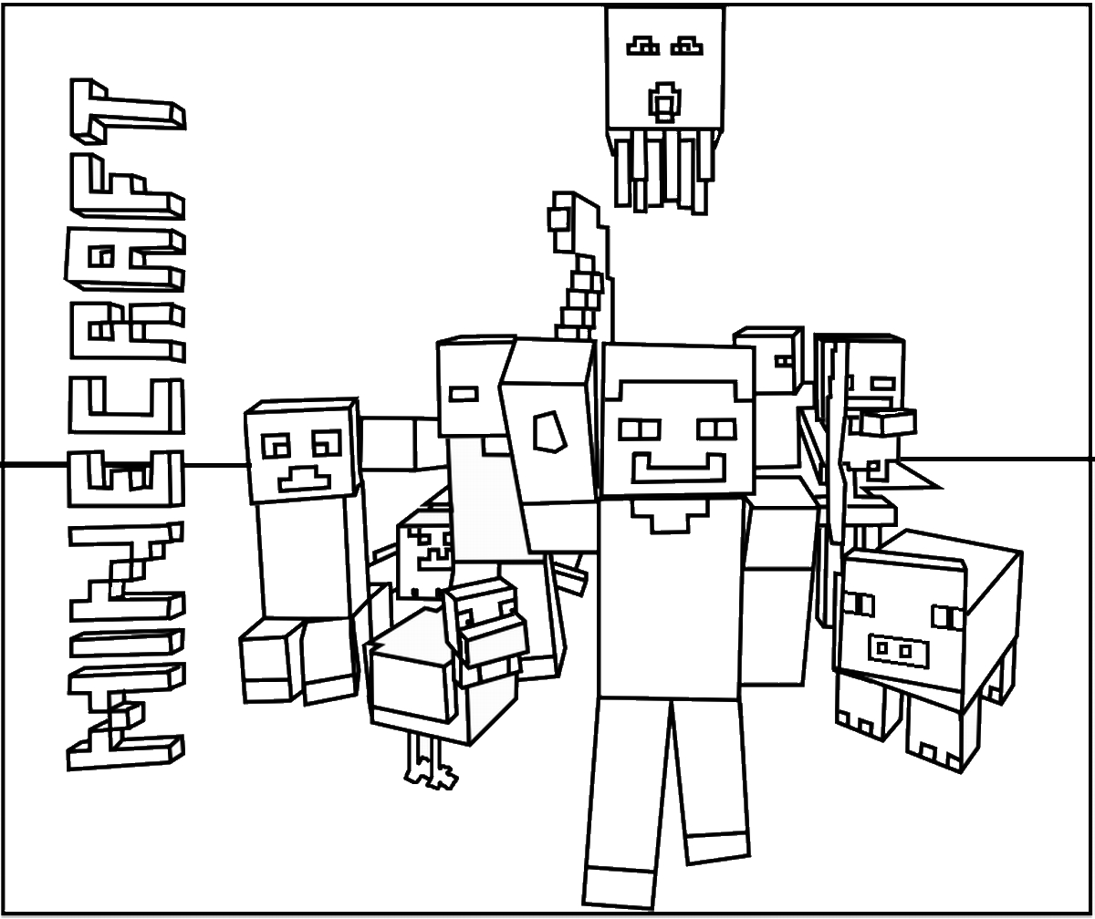 Personnages de Minecraft en pleine aventure dans un décor pixelisé