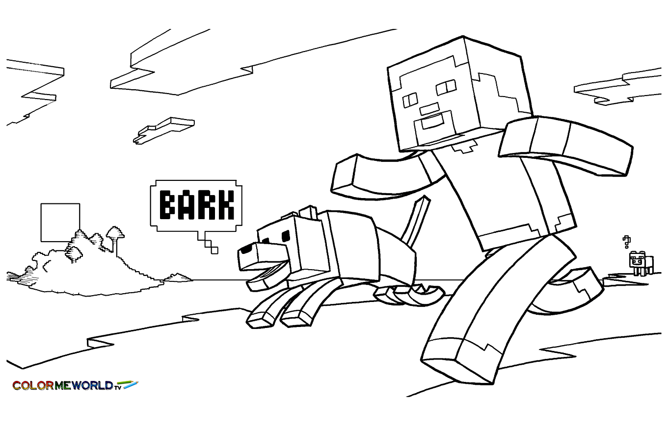 Coloriage de personnages emblématiques de Minecraft dans un environnement pixelisé