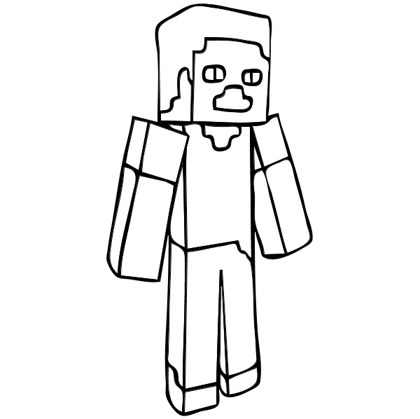 Coloriage de personnages de Minecraft dans un paysage pixelisé