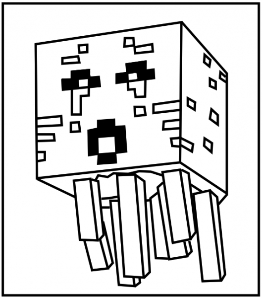 Coloriage de personnages de Minecraft en pleine aventure dans un paysage cubique