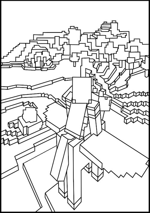 Coloriage de personnages de Minecraft en pleine aventure