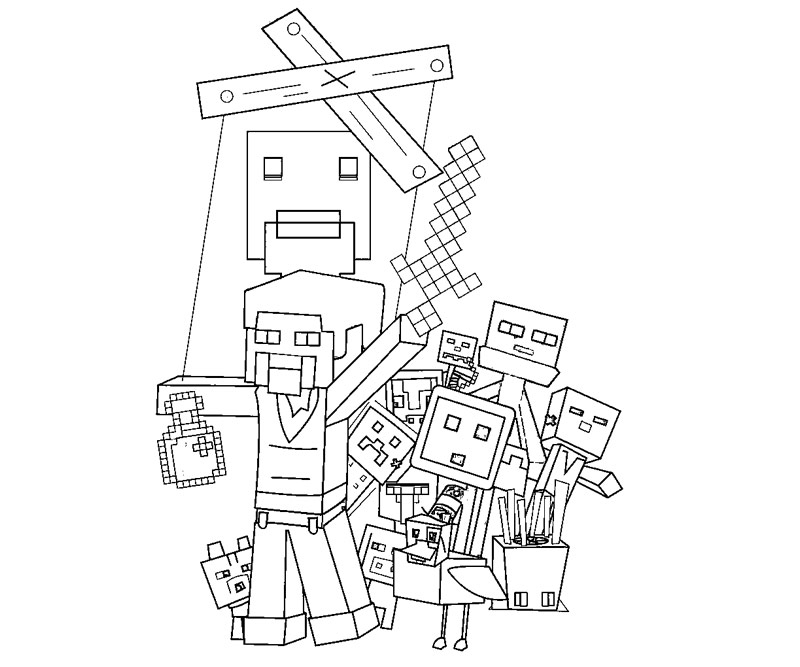 Personnages de Minecraft en pleine exploration d’un monde cubique