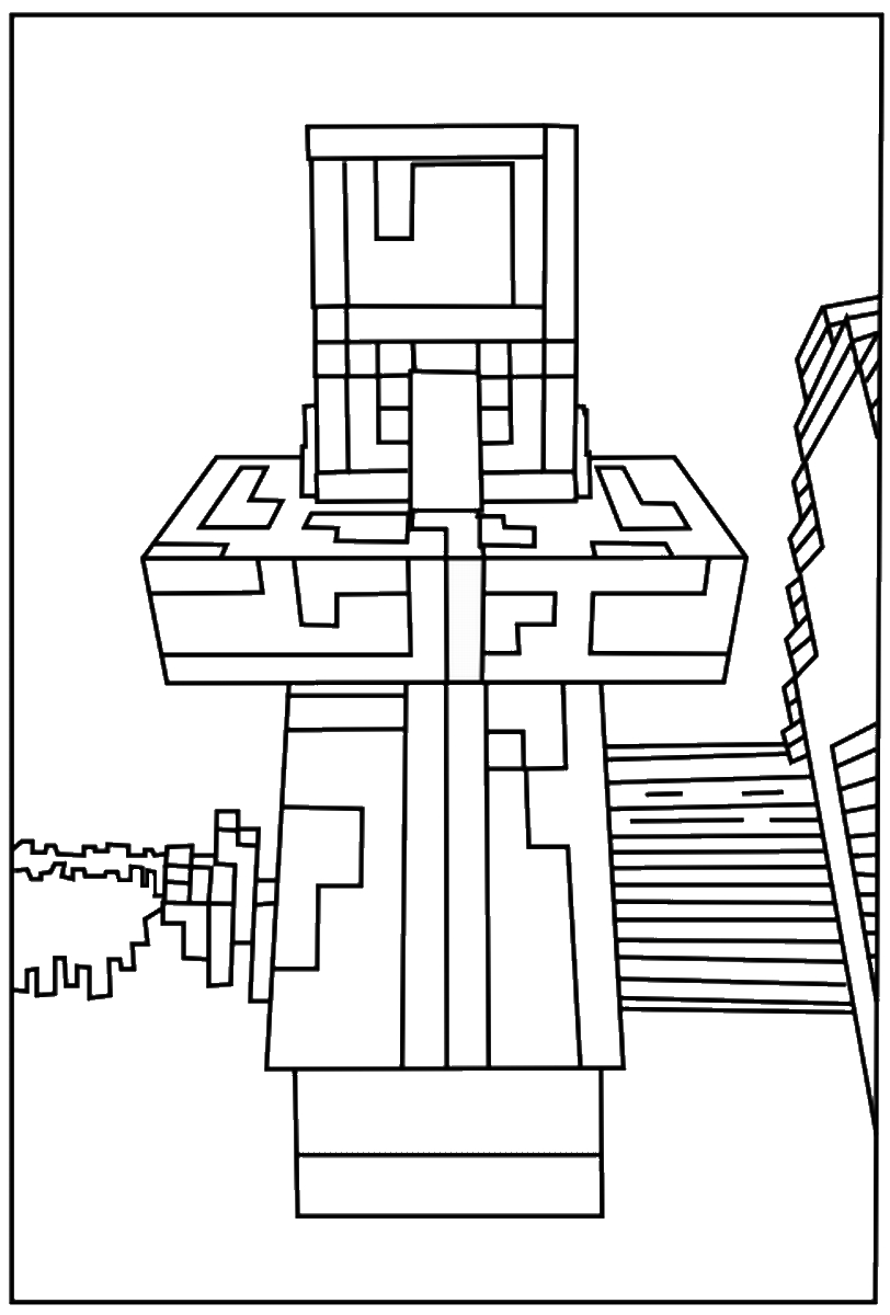 Scène de jeu dans l'univers de Minecraft avec un personnage et ses constructions