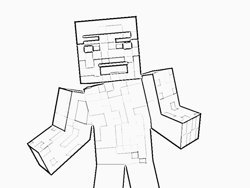 Coloriage de personnages de Minecraft dans un environnement cubique