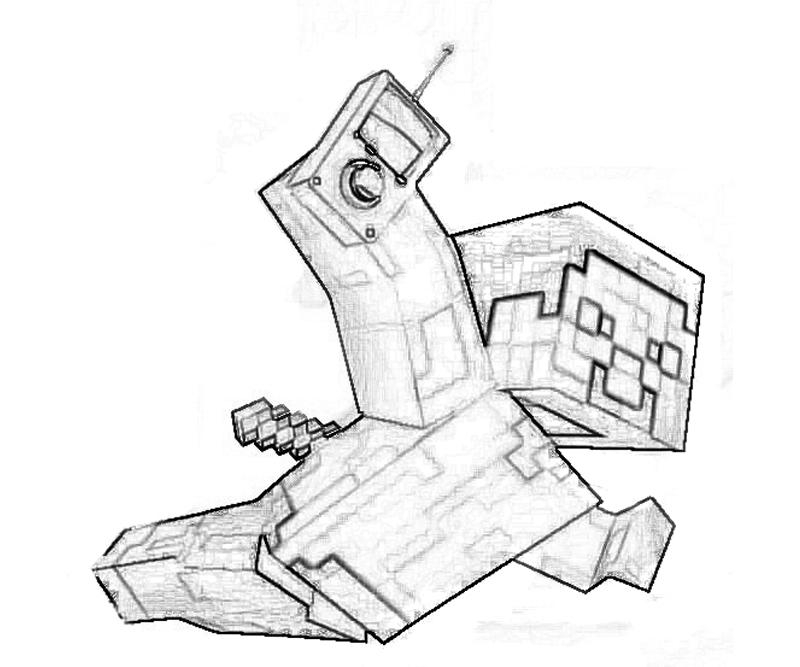 Coloriage de personnages de Minecraft en pleine aventure dans un monde pixelisé