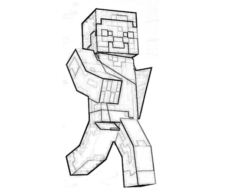 Coloriage de personnages de Minecraft face à un paysage cubique