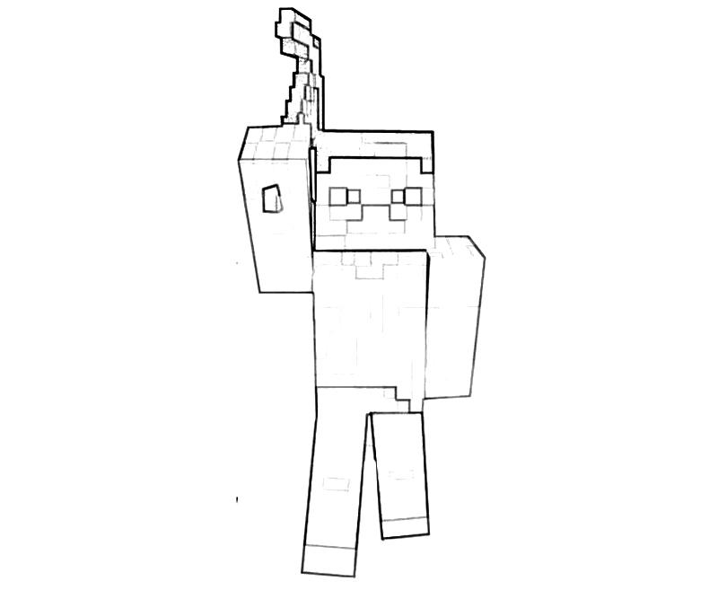 Coloriage Minecraft avec un personnage et un environnement cubique
