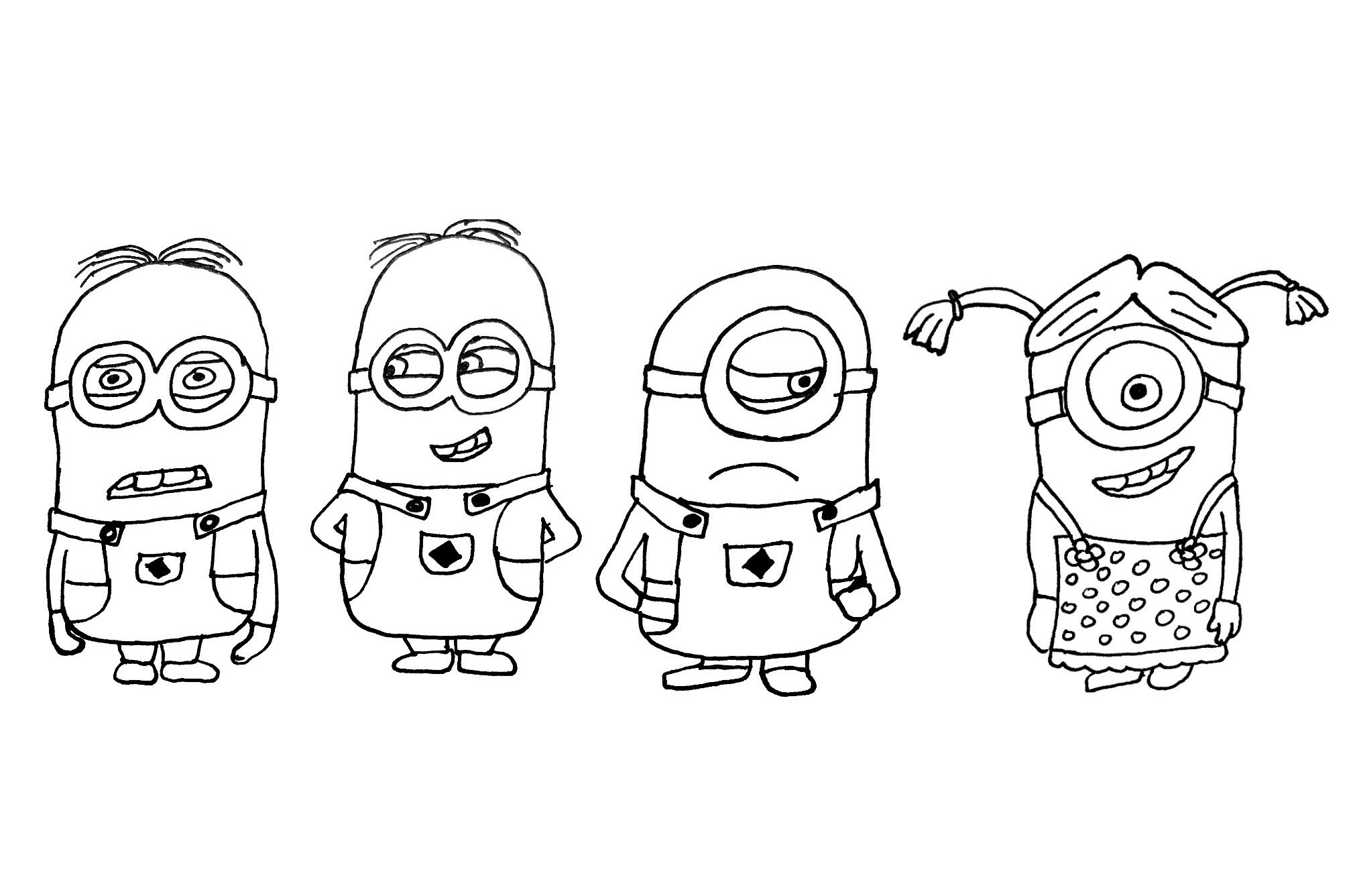 Minions joyeux en pleine activité de coloriage