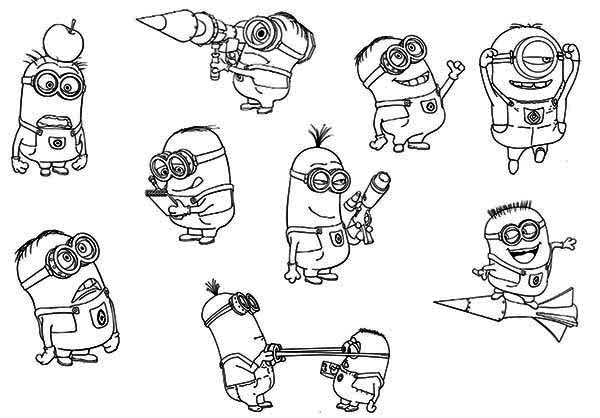 Minions en pleine activité dans un décor ludique