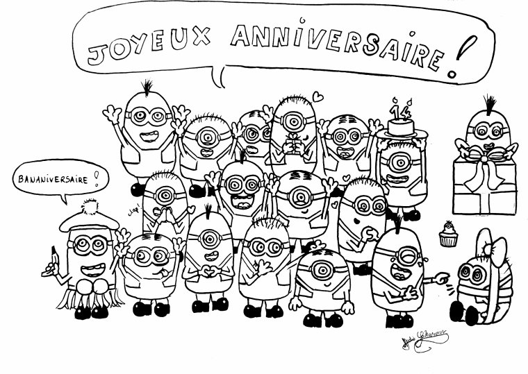Coloriage de minions joyeux en pleine activité ludique