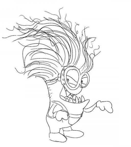 Coloriage d'un groupe de Minions amusants dans une scène ludique
