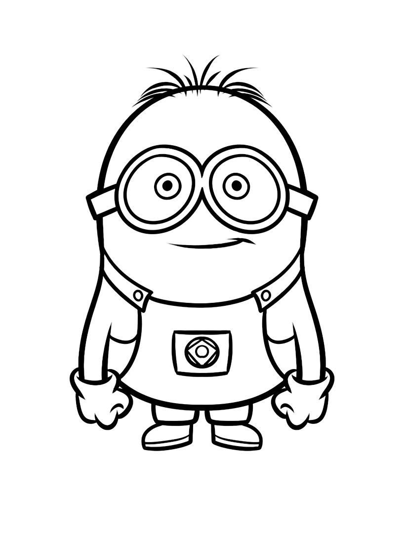 Coloriage de Minions joyeux dans un paysage ludique