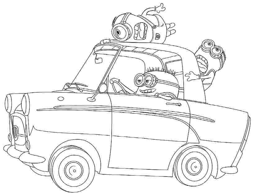 Coloriage d'un minion joyeux dans un décor ludique