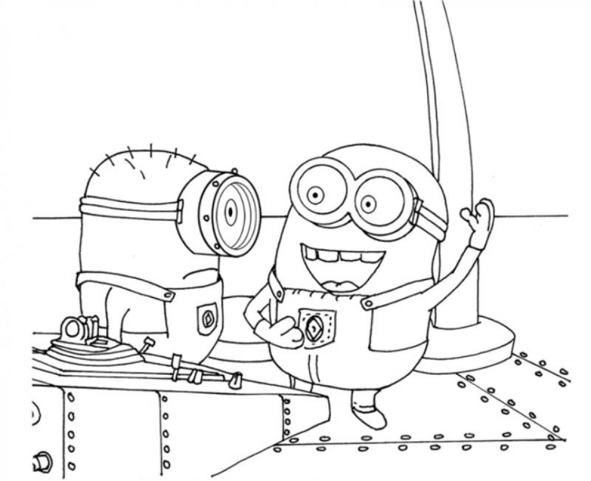 Minions amusants en pleine activité de coloriage