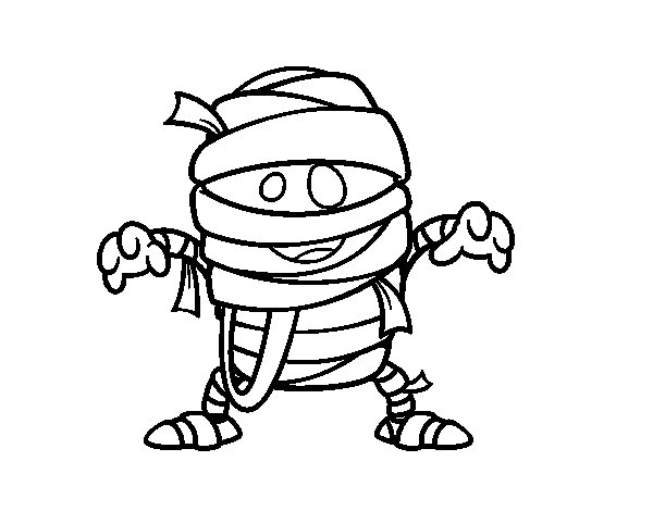 Coloriage d'une momie dans un décor égyptien