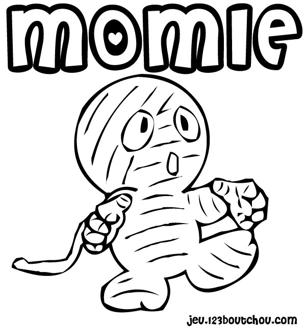 Coloriage d'une momie dans un décor égyptien