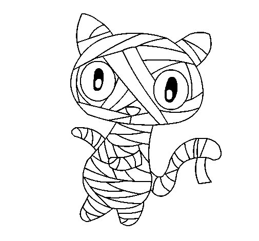 Coloriage d'une momie entourée d'éléments égyptiens