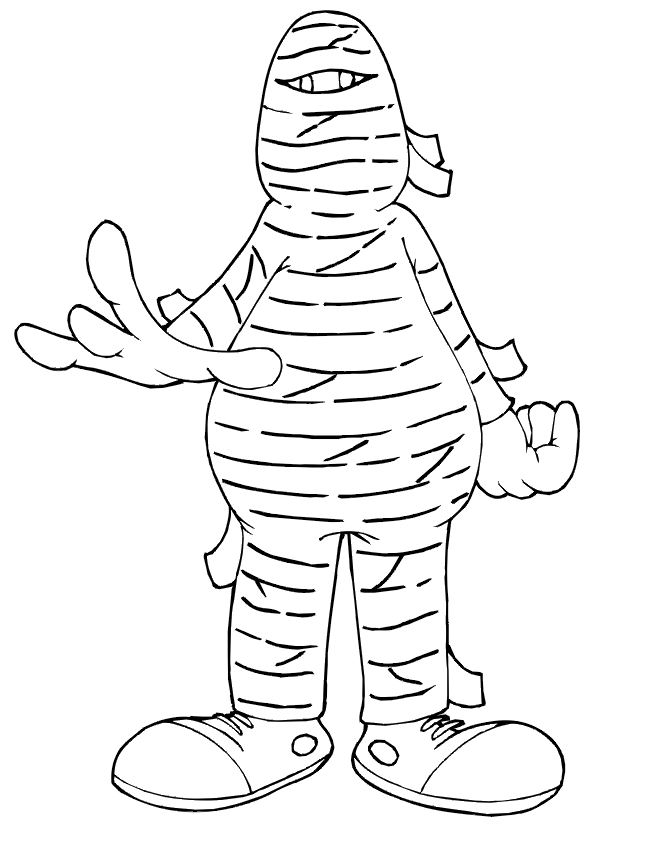 Coloriage d'une momie dans un décor égyptien