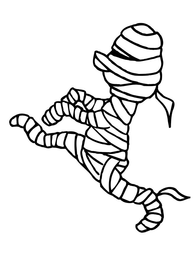 Coloriage d'une momie entourée de hiéroglyphes égyptiens