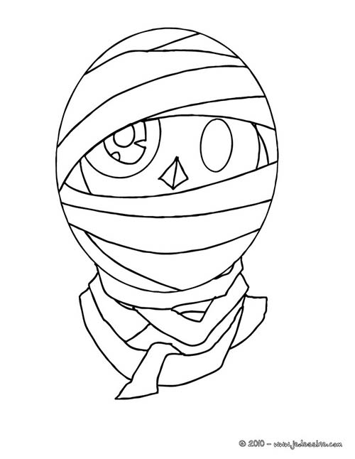 Coloriage d'une momie dans un décor ancien égyptien