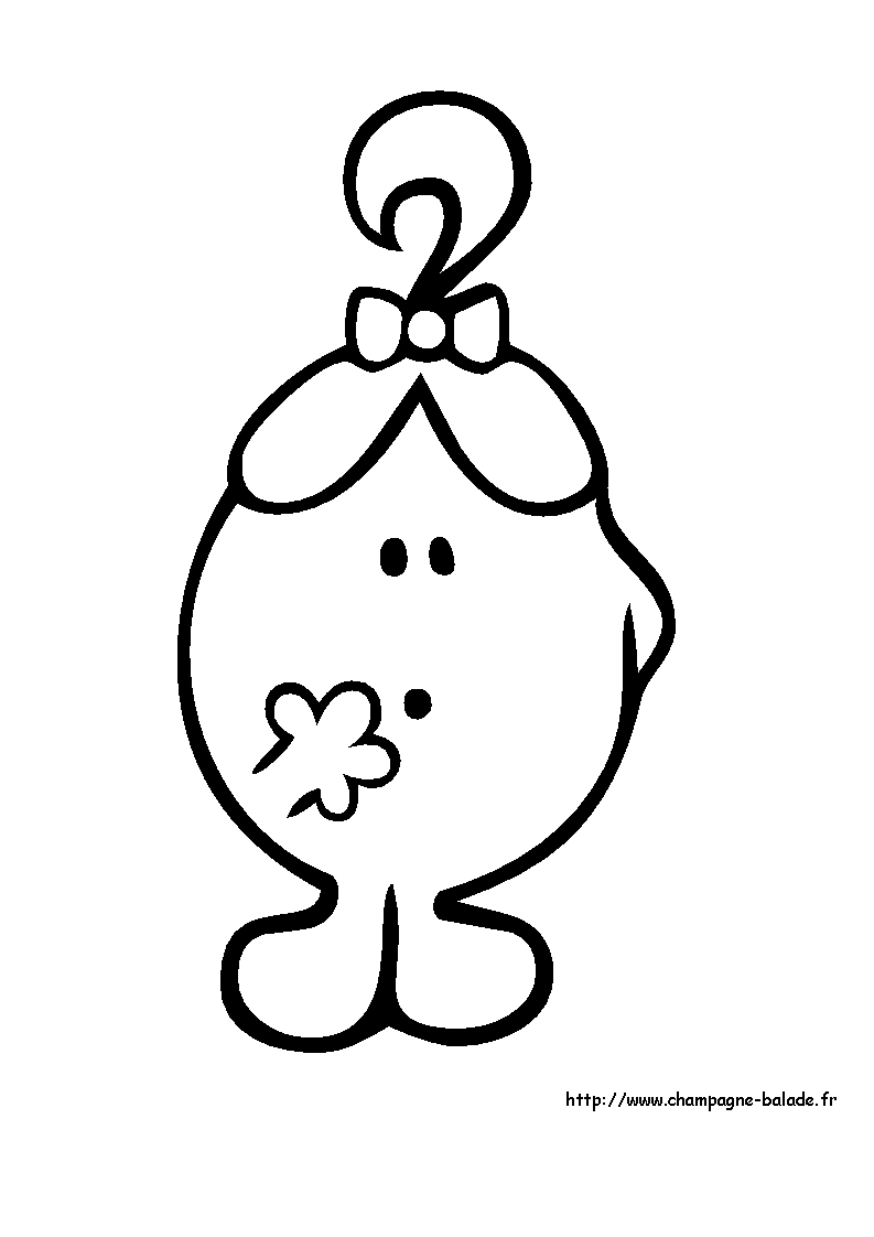 Coloriage de Monsieur Madame avec un personnage souriant dans un décor simple