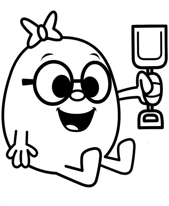 Coloriage de Monsieur Madame avec un grand sourire et un décor simple
