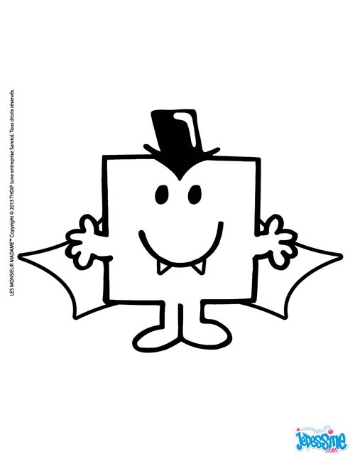 Coloriage de Monsieur Madame en train de sourire joyeusement