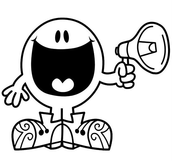 Coloriage de Monsieur Madame avec un personnage joyeux dans un cadre simple