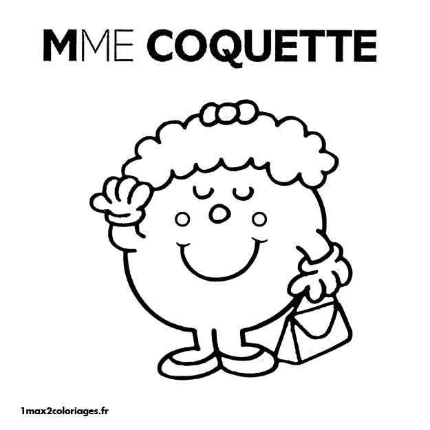 Coloriage de Monsieur Madame avec un grand sourire et des couleurs vives