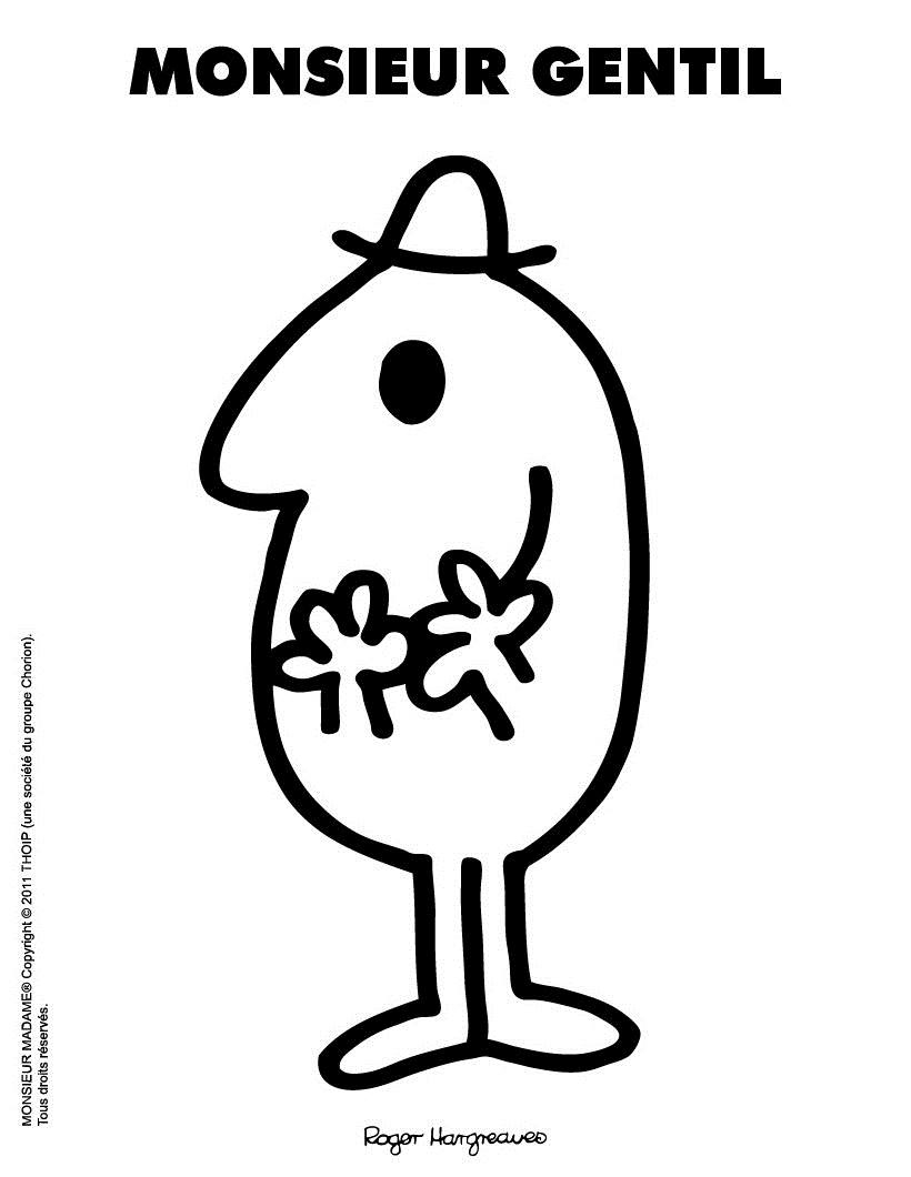 Un personnage joyeux de Monsieur Madame prêt à être colorié