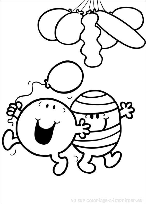 Coloriage de Monsieur Madame dans une scène joyeuse