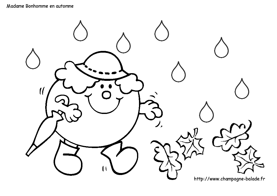 Coloriage de Monsieur Madame avec un grand sourire dans un décor simple