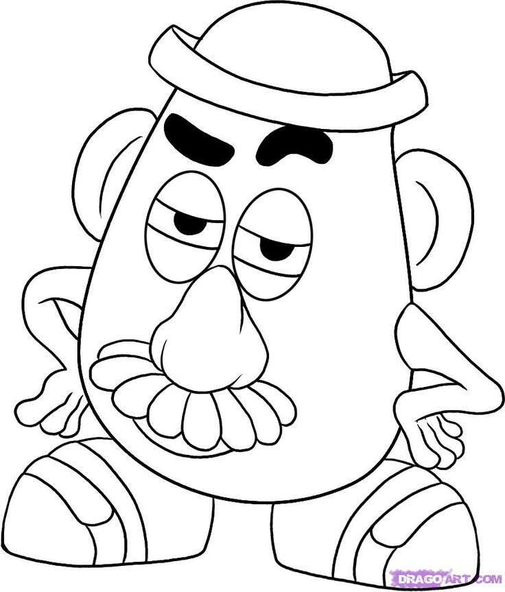 Coloriage de Monsieur Patate souriant avec ses accessoires amusants